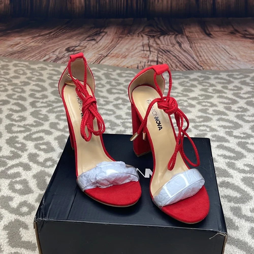 🤩H-P🤩Fashion Nova Lose It All Heel - Red🛍️ - Picture 7 of 11